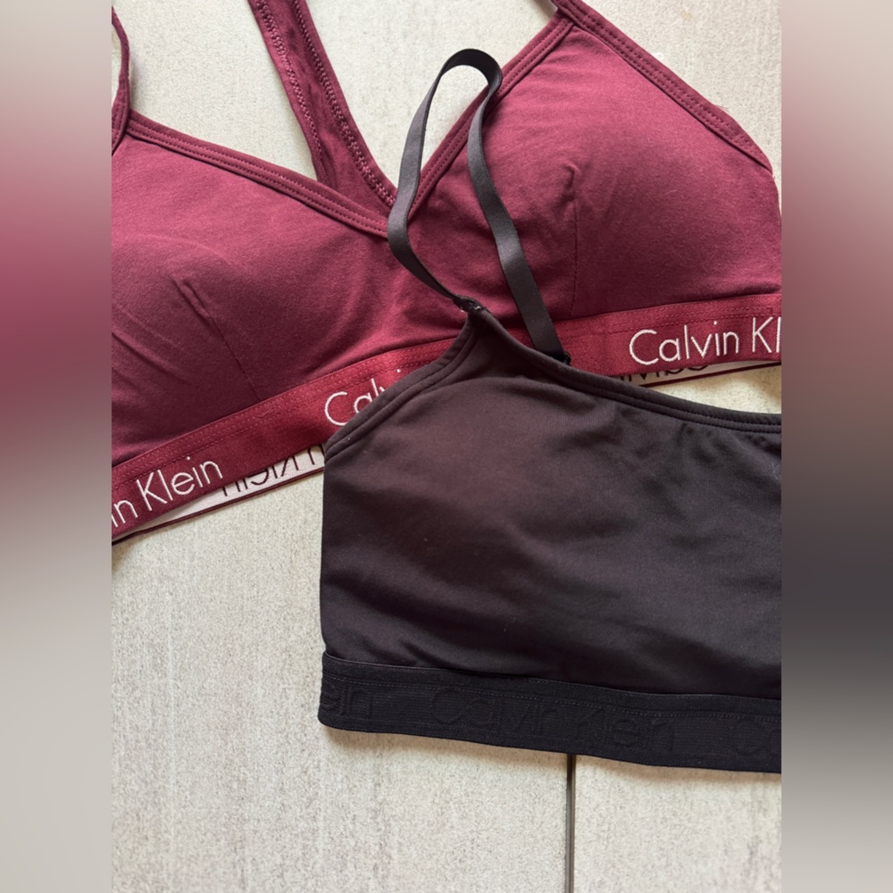 Calvin Klein Bralette Duo - Black and Burgundy - Picture 3 of 4